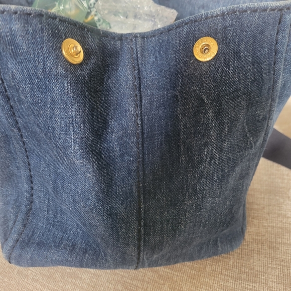 PRADA CANAPA AVIO DENIM LARGE SIZE TOTE, WITH STRAP... AUTHENTIC W/CARD... - Picture 8 of 16